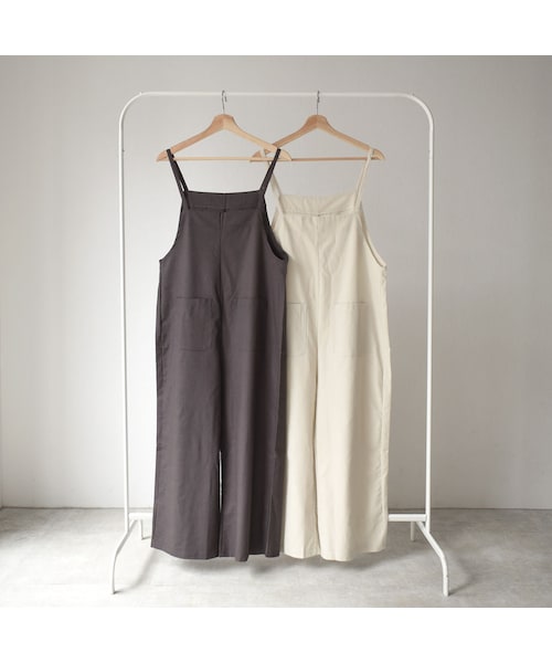 Lavish Gate（ラヴィッシュゲート）の「onepiece-02016　リネン混　サロペット　エクリュ　チャコール（ワンピース・レディース・その他）」の8枚目の写真