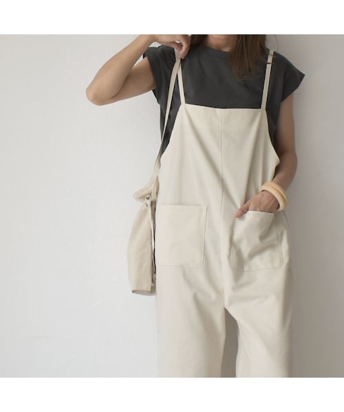 Lavish Gate（ラヴィッシュゲート）の「onepiece-02016　リネン混　サロペット　エクリュ　チャコール（ワンピース・レディース・その他）」の2枚目の写真