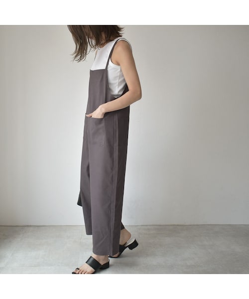 Lavish Gate（ラヴィッシュゲート）の「onepiece-02016　リネン混　サロペット　エクリュ　チャコール（ワンピース・レディース・その他）」の6枚目の写真