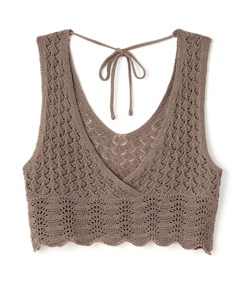 GRL（グレイル）の「前後2way透かし編みニットビスチェ（ベスト・レディース・アイボリー/グリーン/ベージュ/モカ・F）」の2枚目の写真