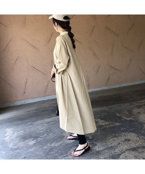 copine（コピン）の「再入荷！ゆる可愛い！ストライプシャツワンピース【クリックポスト対象商品】（ワンピース・レディース・その他）」の2枚目の写真