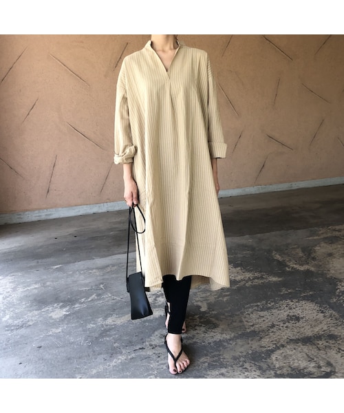 copine（コピン）の「再入荷！ゆる可愛い！ストライプシャツワンピース【クリックポスト対象商品】（ワンピース・レディース・その他）」の3枚目の写真