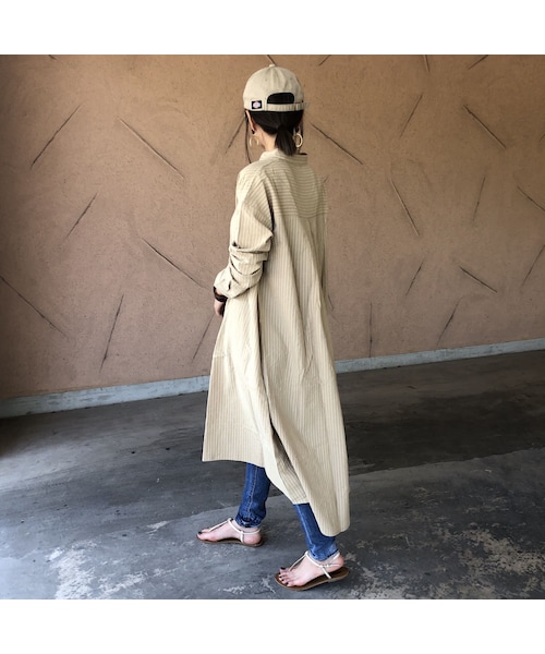 copine（コピン）の「再入荷！ゆる可愛い！ストライプシャツワンピース【クリックポスト対象商品】（ワンピース・レディース・その他）」の9枚目の写真