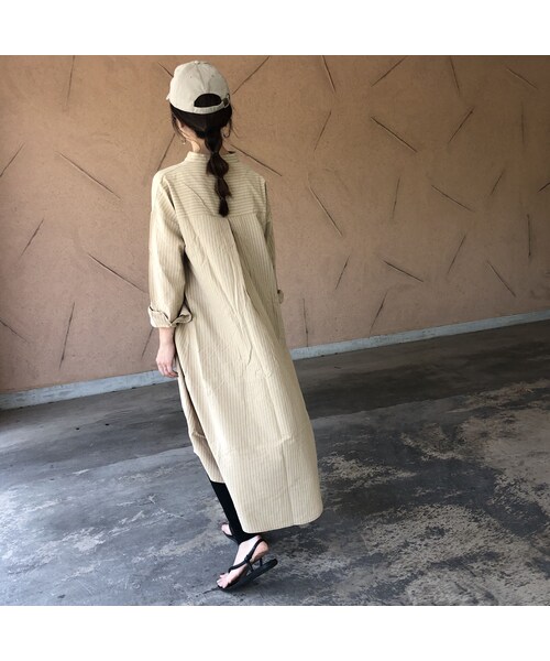 copine（コピン）の「再入荷！ゆる可愛い！ストライプシャツワンピース【クリックポスト対象商品】（ワンピース・レディース・その他）」の5枚目の写真