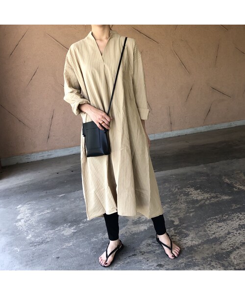 copine（コピン）の「再入荷！ゆる可愛い！ストライプシャツワンピース【クリックポスト対象商品】（ワンピース・レディース・その他）」の4枚目の写真