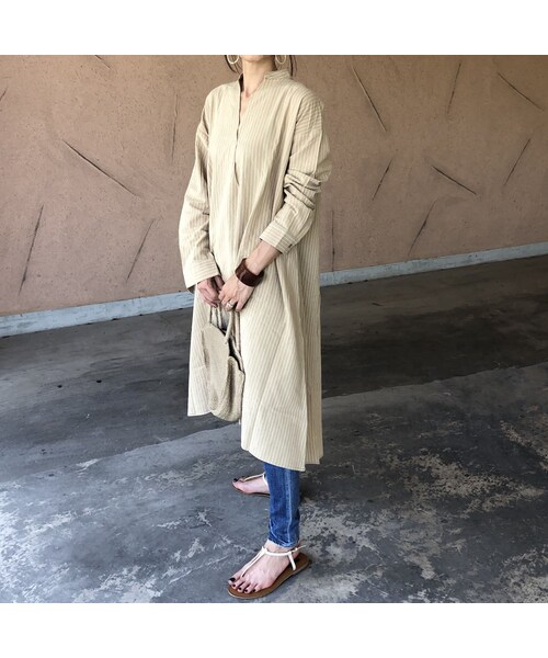 copine（コピン）の「再入荷！ゆる可愛い！ストライプシャツワンピース【クリックポスト対象商品】（ワンピース・レディース・その他）」の10枚目の写真