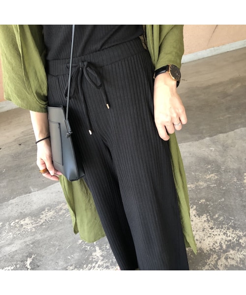 copine（コピン）の「ゆるっとカジュアル！リブワイドリラックスパンツ（2size）【クリックポスト対象商品】（その他パンツ・レディース・その他）」の5枚目の写真