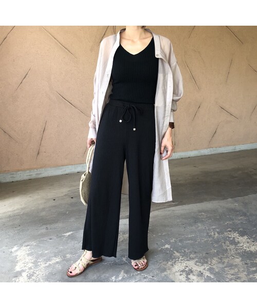 copine（コピン）の「ゆるっとカジュアル！リブワイドリラックスパンツ（2size）【クリックポスト対象商品】（その他パンツ・レディース・その他）」の8枚目の写真