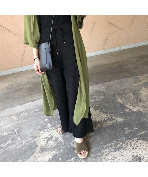 copine（コピン）の「ゆるっとカジュアル！リブワイドリラックスパンツ（2size）【クリックポスト対象商品】（その他パンツ・レディース・その他）」の4枚目の写真