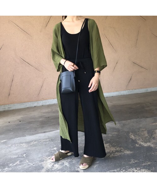 copine（コピン）の「ゆるっとカジュアル！リブワイドリラックスパンツ（2size）【クリックポスト対象商品】（その他パンツ・レディース・その他）」の3枚目の写真