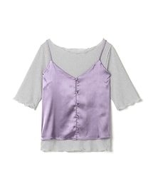 GRL | サテンキャミソールXリブシアートップスセット(Tシャツ/カットソー)