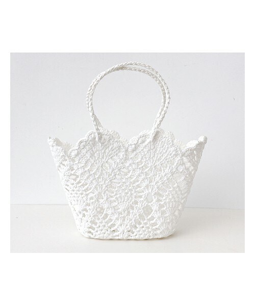 fd style（エフディ スタイル）の「クロシェ編みカゴトートバッグ（かごバッグ・レディース・베이지/화이트・F）」の2枚目の写真