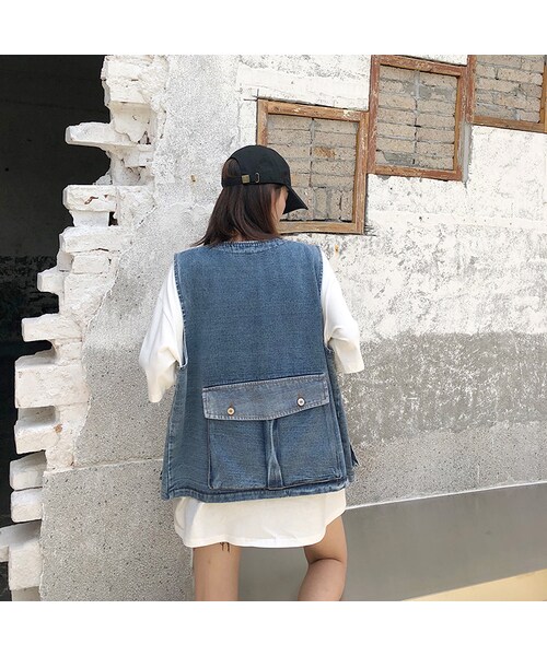 no brand（ノーブランド）の「デニムベスト ゆったり 韓国