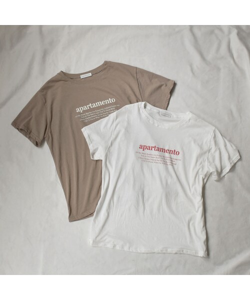 Lavish Gate(ラヴィッシュゲート)の「nh-tops-02166 クルーネック テキストTシャツ ホワイト モカ(Tシャツ/カットソー・レディース・その他)」の12枚目の写真