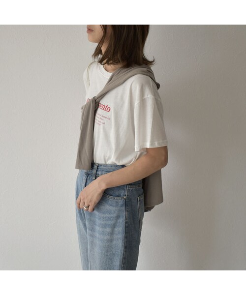 Lavish Gate(ラヴィッシュゲート)の「nh-tops-02166 クルーネック テキストTシャツ ホワイト モカ(Tシャツ/カットソー・レディース・その他)」の6枚目の写真