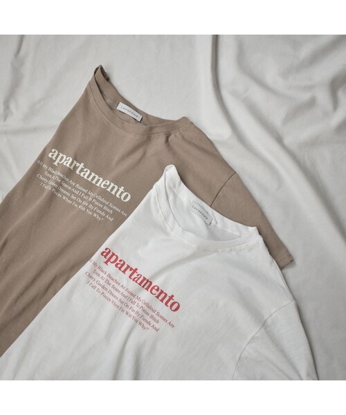 Lavish Gate(ラヴィッシュゲート)の「nh-tops-02166 クルーネック テキストTシャツ ホワイト モカ(Tシャツ/カットソー・レディース・その他)」の11枚目の写真