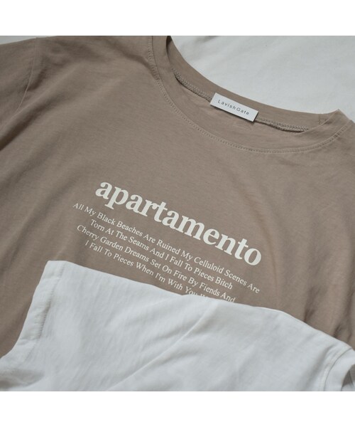 Lavish Gate(ラヴィッシュゲート)の「nh-tops-02166 クルーネック テキストTシャツ ホワイト モカ(Tシャツ/カットソー・レディース・その他)」の13枚目の写真
