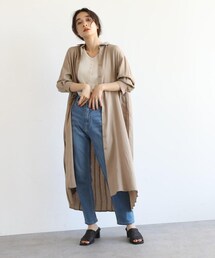 OZOC | 麻調バックプリーツシャツワンピース(ワンピース/ドレス)