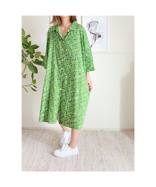 No Brand ノーブランド の オリジナルプリントワンピース グリーンss 140送料着払い ワンピース Wear