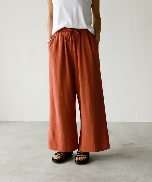 Auntie Rosa Holiday（アンティローザホリデー）の「麻リラックスワイドパンツ（その他パンツ・レディース・ベージュ/ブラック/オレンジ/ブラウン/グリーン/その他・FREE）」の5枚目の写真