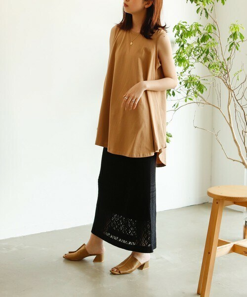 VACANCY（ヴァカンシー）の「透かし編みニットスカート（スカート・レディース・ホワイト/ブラック/ベージュ・FREE）」の2枚目の写真