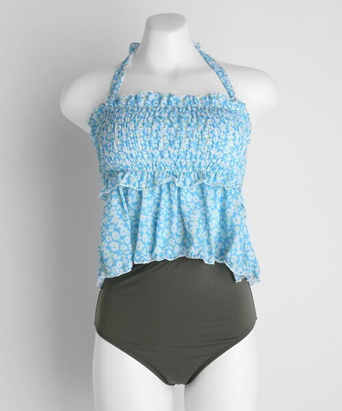 DHOLIC（ディーホリック）の「2WAY花柄シャーリングビキニ（水着・レディース・イエロー/ブルー・FREE）」の2枚目の写真