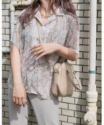 A.D.G | Python Sheer Big Shirts (beige)(シャツ/ブラウス)