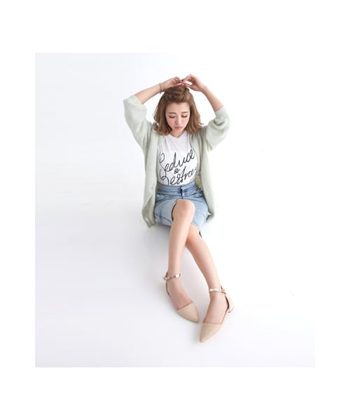 gracegift（グレースギフト）の「金屬繫踝帶尖頭平底鞋（シューズ・レディース・杏色/粉紅/酒紅/黑/靛・35/36/37/38/39/40/41）」の9枚目の写真