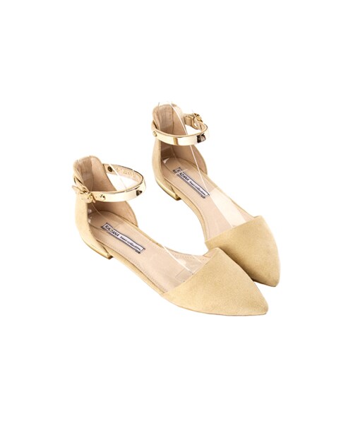 gracegift（グレースギフト）の「金屬繫踝帶尖頭平底鞋（シューズ・レディース・杏色/粉紅/酒紅/黑/靛・35/36/37/38/39/40/41）」の4枚目の写真