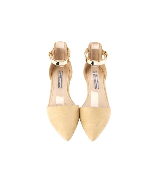 gracegift（グレースギフト）の「金屬繫踝帶尖頭平底鞋（シューズ・レディース・杏色/粉紅/酒紅/黑/靛・35/36/37/38/39/40/41）」の3枚目の写真