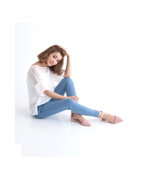 gracegift（グレースギフト）の「金屬繫踝帶尖頭平底鞋（シューズ・レディース・杏色/粉紅/酒紅/黑/靛・35/36/37/38/39/40/41）」の21枚目の写真