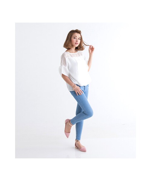 gracegift（グレースギフト）の「金屬繫踝帶尖頭平底鞋（シューズ・レディース・杏色/粉紅/酒紅/黑/靛・35/36/37/38/39/40/41）」の19枚目の写真