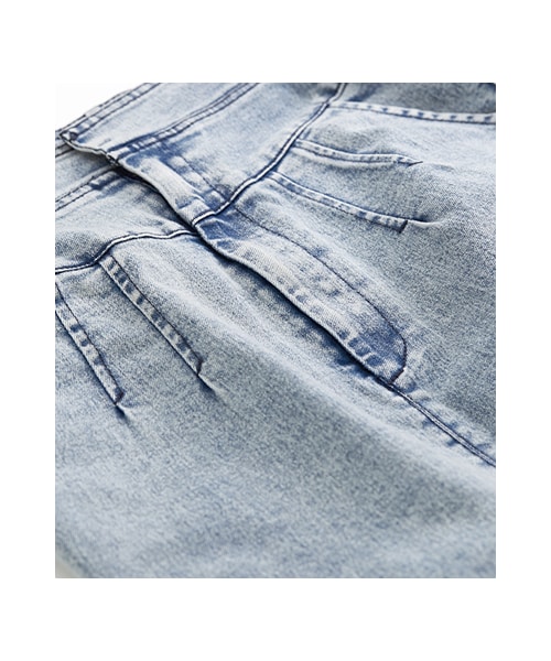 gracegift（グレースギフト）の「前開岔洗舊刷色丹寧花苞窄裙（スカート・レディース・藍/淺藍・F）」の6枚目の写真