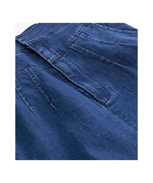 gracegift（グレースギフト）の「前開岔洗舊刷色丹寧花苞窄裙（スカート・レディース・藍/淺藍・F）」の3枚目の写真