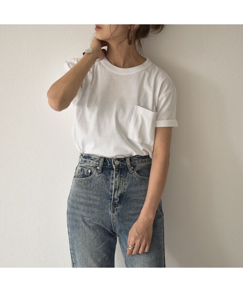 Lavish Gate(ラヴィッシュゲート)の「nh-tops-02159 ポケット付き バックメッセージ Tシャツ(Tシャツ/カットソー・レディース・その他)」の2枚目の写真