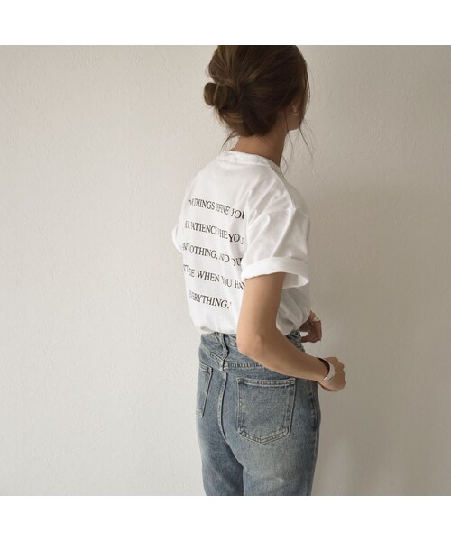 Lavish Gate(ラヴィッシュゲート)の「nh-tops-02159 ポケット付き バックメッセージ Tシャツ(Tシャツ/カットソー・レディース・その他)」の4枚目の写真