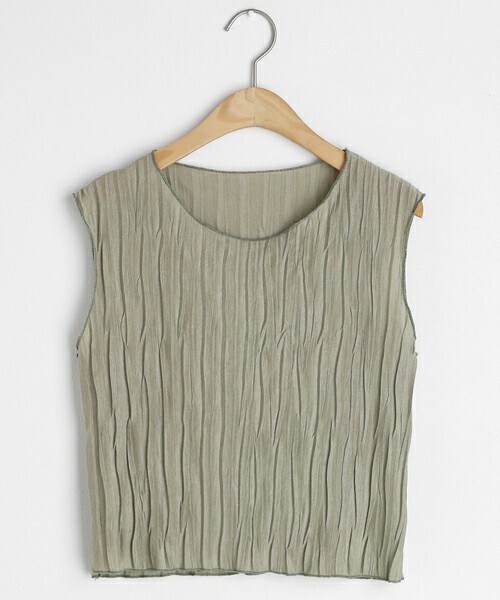 DHOLIC（ディーホリック）の「リンクルスリーブレス（タンクトップ・レディース・ベージュ/ブラック/グリーン・FREE）」の3枚目の写真