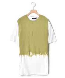 w closet | 9Gワイドリブクラッシュベスト+TシャツSET(トップス)