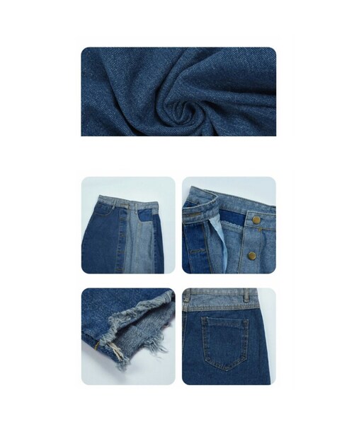 no brand（ノーブランド）の「カットオフデニムアシンメトリーとスリットのロングスカート（デニムスカート・レディース・その他）」の4枚目の写真