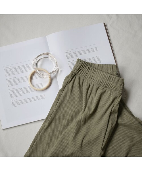 Lavish Gate(ラヴィッシュゲート)の「nh-bottoms-02067 セミワイド リブパンツ ピスタチオ(その他パンツ・レディース・その他)」の10枚目の写真