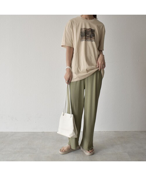 Lavish Gate(ラヴィッシュゲート)の「nh-bottoms-02067 セミワイド リブパンツ ピスタチオ(その他パンツ・レディース・その他)」の5枚目の写真