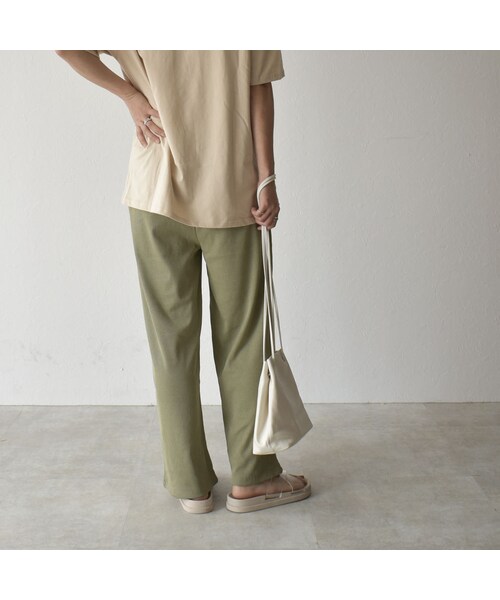 Lavish Gate(ラヴィッシュゲート)の「nh-bottoms-02067 セミワイド リブパンツ ピスタチオ(その他パンツ・レディース・その他)」の3枚目の写真
