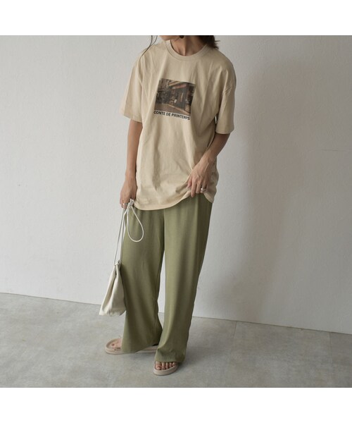 Lavish Gate(ラヴィッシュゲート)の「nh-bottoms-02067 セミワイド リブパンツ ピスタチオ(その他パンツ・レディース・その他)」の4枚目の写真