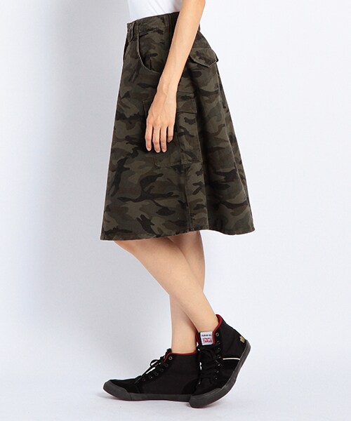DOUBLE NAME（ダブルネーム）の「カーゴフレアＳＫＴ（スカート・ネイビー/ベージュ/柄A/柄B・FREE）」の5枚目の写真