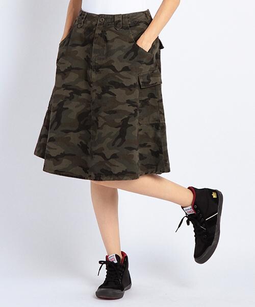 DOUBLE NAME（ダブルネーム）の「カーゴフレアＳＫＴ（スカート・ネイビー/ベージュ/柄A/柄B・FREE）」の3枚目の写真