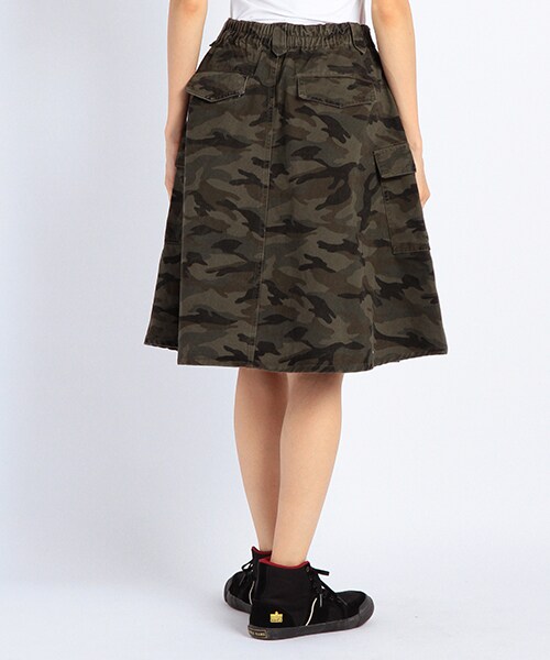 DOUBLE NAME（ダブルネーム）の「カーゴフレアＳＫＴ（スカート・ネイビー/ベージュ/柄A/柄B・FREE）」の6枚目の写真