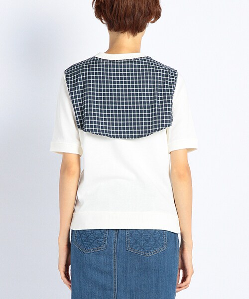 DOUBLE NAME（ダブルネーム）の「チェック袖ドッキングＰ／Ｏ（トップス・ネイビー/グレー/キナリ・FREE）」の5枚目の写真