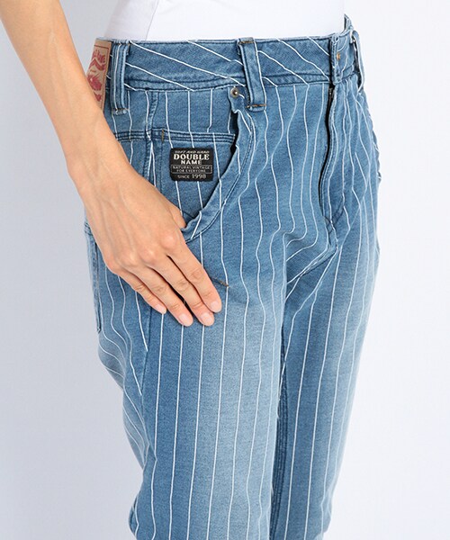 DOUBLE NAME（ダブルネーム）の「ストライプスリムサルエルＰＴ（パンツ・ブルー/ネイビー・S/M/L）」の5枚目の写真