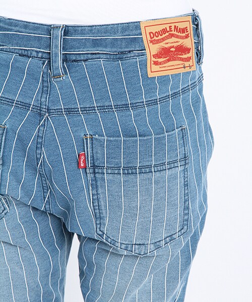 DOUBLE NAME（ダブルネーム）の「ストライプスリムサルエルＰＴ（パンツ・ブルー/ネイビー・S/M/L）」の6枚目の写真