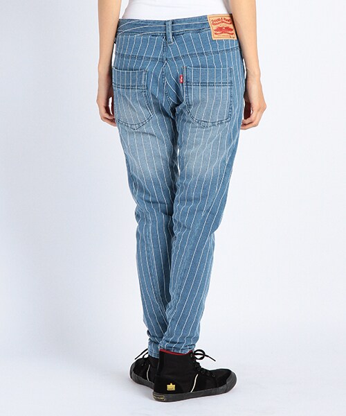 DOUBLE NAME（ダブルネーム）の「ストライプスリムサルエルＰＴ（パンツ・ブルー/ネイビー・S/M/L）」の4枚目の写真